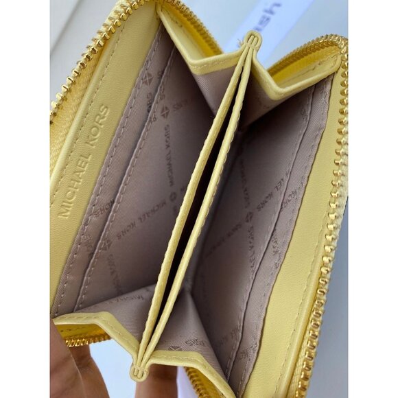 Michael Kors wallet zip around card case jet set travel MK signature Buttercup - Picture 4 of 5